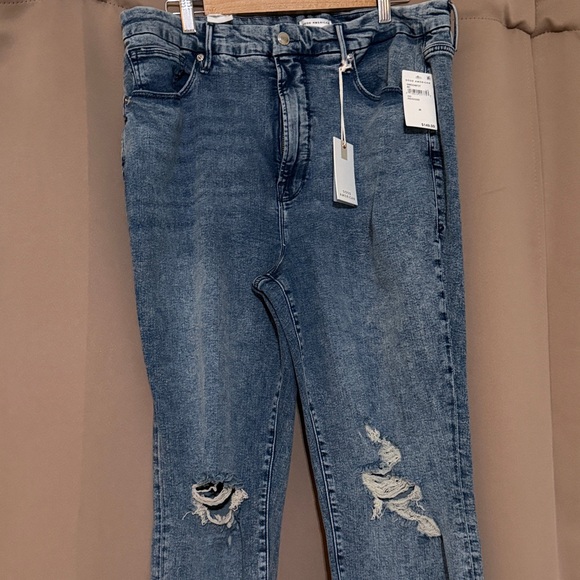 Good American Blue Distressed Ankle Jeans Womens size 20 - Picture 2 of 5